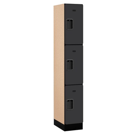 Salsbury Industries Wardrobe Locker, 12" W, 18" D, 76" H, (1) Wide, (3) Openings, Black 33168BLK